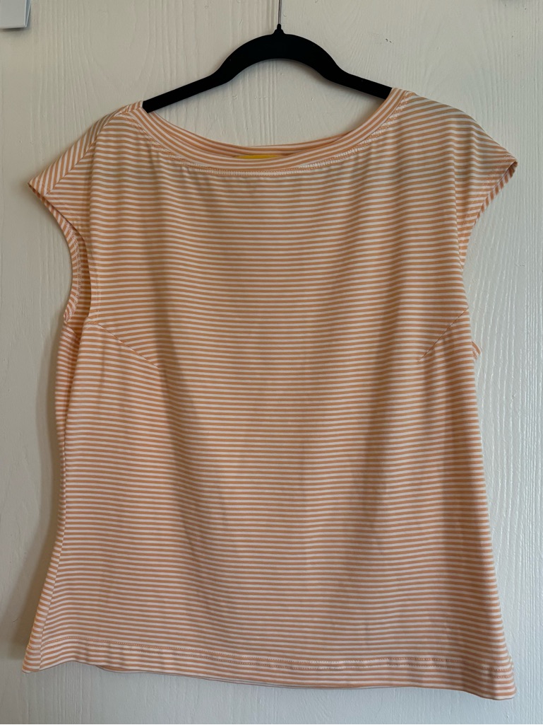 St John Sleeveless Top Blouse Boat Neck With Stripes Size Xl